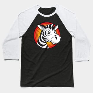 Zebra looking out of a sunset circle Baseball T-Shirt